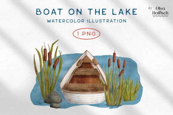 Capturing Tranquility: Using Watercolor Boat on Lake PNG Clipart