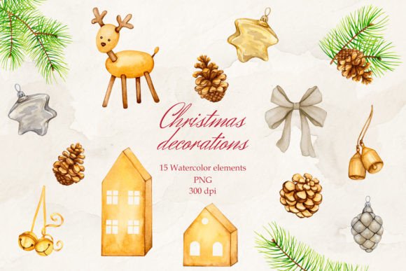 Christmas Decorations Watercolor PNG: Your Festive Design Toolkit