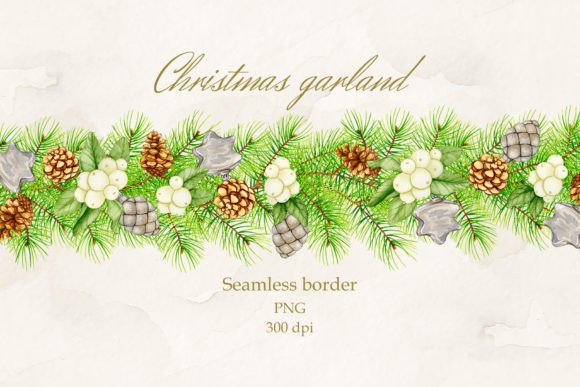 Christmas Garland Seamless Border for Festive Designs