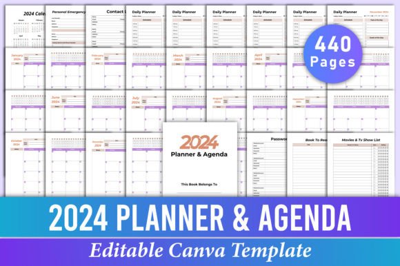 Designing a Productive Year: The 2024 Planner & Agenda Canva Interior