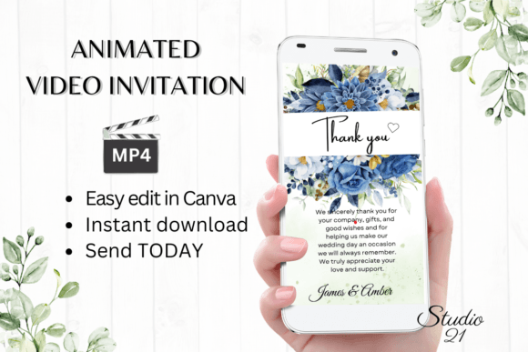 Digital Wedding Thank You W9146TU: Modern Typography for Memorable Moments