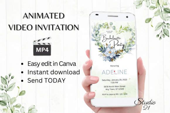 Effortless Celebration: Digital Bachelorette Party Invite W6148