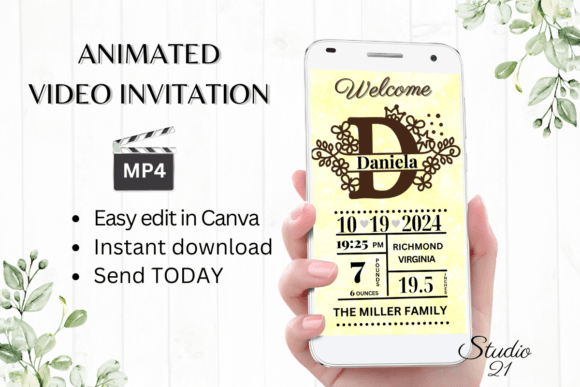 Electronic Baby Birth Announcement & Digital Invitation Templates