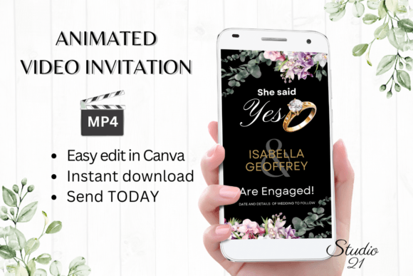Elegant Orchids Engagement Announcement W1453B