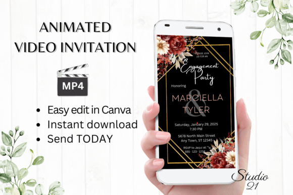 Fall Engagement Party Invite W1155: Your Animated Digital Evite