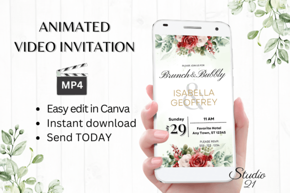 Red Roses Wedding Brunch Invite W9448: A Modern Take on Romance