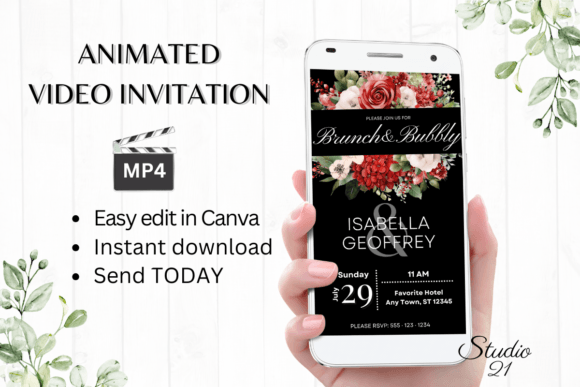Red Roses Wedding Brunch Invite: Your Animated Evite Solution