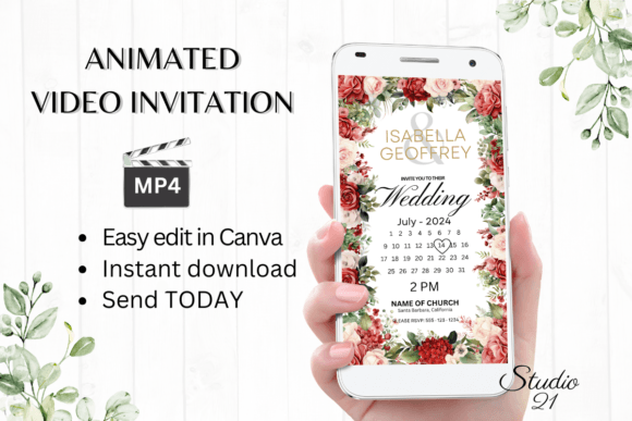 Red Roses Wedding Invitation: Elegant Animated Evite Template