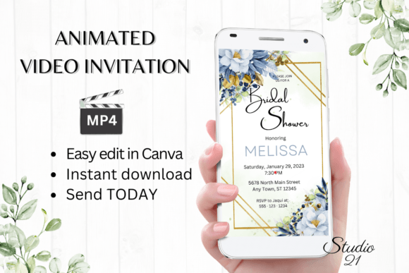 Streamline Your Celebration with Digital Bridal Shower Invite W4144