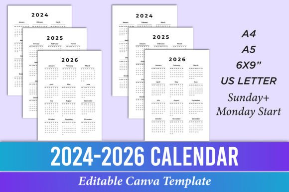 Streamline Your Schedule: The 2024-2026 Vertical Calendar Canva Kdp