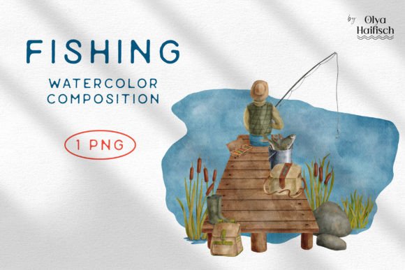 Watercolor Fisherman Clipart PNG: A Timeless Design Asset